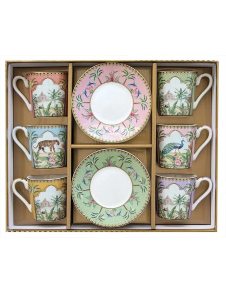 EASY LIFE SET 6 TAZZE CAFFÈ CON PIATTINO 100 ML - PARADISE SAUVAGE