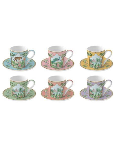 EASY LIFE SET 6 TAZZE CAFFÈ CON PIATTINO 100 ML - PARADISE SAUVAGE