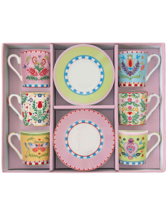 EASY LIFE SET 6 TAZZE CAFFÈ CON PIATTINO 100 ML - SPRING...