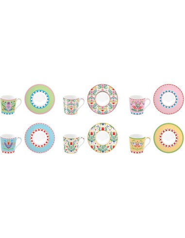 EASY LIFE SET 6 TAZZE CAFFÈ CON PIATTINO 100 ML...