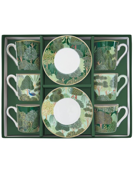 EASY LIFE SET 6 TAZZE CAFFÈ CON PIATTINO 100 ML - WOODLAND