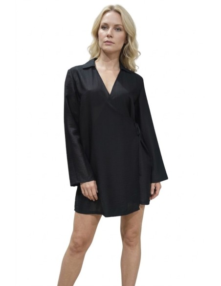 ARUELLE CAMICIA DA NOTTE DONNA A MANICA LUNGA - NOIR