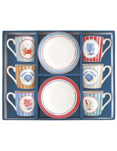 EASY LIFE SET 6 TAZZE ESPRESSO CON PIATTINO 100 ML - SEA...