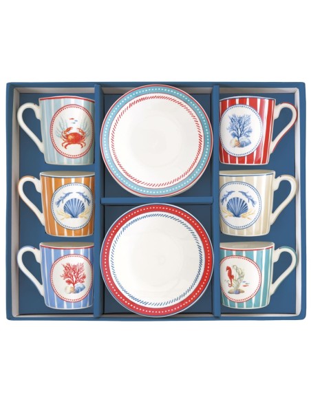 EASY LIFE SET 6 TAZZE ESPRESSO CON PIATTINO 100 ML - SEA BREEZE