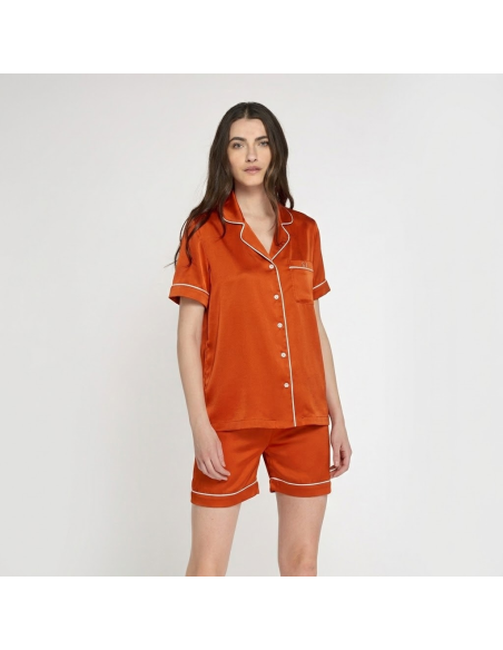 LIU JO PIGIAMA DONNA ABBOTTONATO MEZZA MANICA E SHORTS IN RASO - RASO