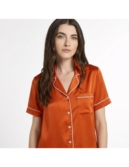 LIU JO PIGIAMA DONNA ABBOTTONATO MEZZA MANICA E SHORTS IN RASO - RASO