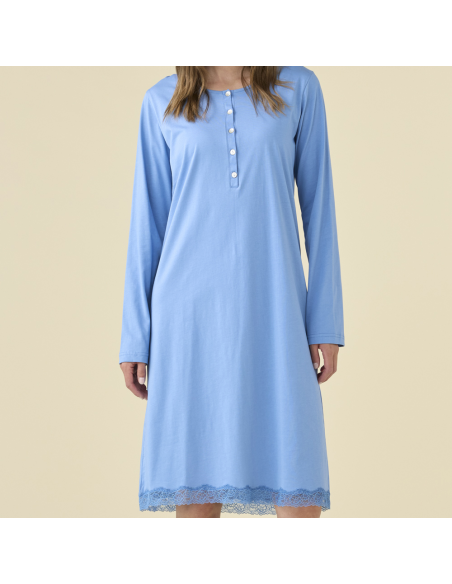 NOIDINOTTE CAMICIA DA NOTTE DONNA A SERAFINO MANICA LUNGA IN COTONE JERSEY