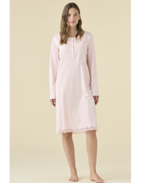 NOIDINOTTE CAMICIA DA NOTTE DONNA A SERAFINO MANICA LUNGA IN COTONE JERSEY
