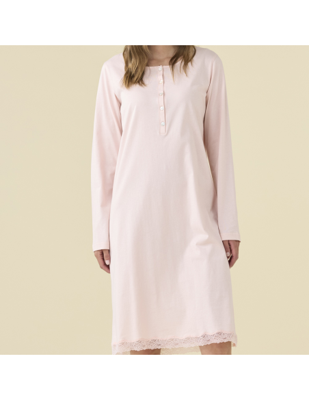 NOIDINOTTE CAMICIA DA NOTTE DONNA A SERAFINO MANICA LUNGA IN COTONE JERSEY