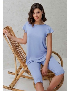AMADINE PIGIAMA DONNA GIROGOLA MANICA CORTA E PANTALONE...