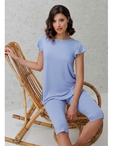 AMADINE PIGIAMA DONNA GIROGOLA MANICA CORTA E...