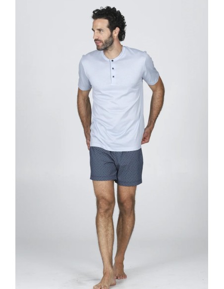 JULIPET PIGIAMA UOMO SERAFINO MANICA CORTA E PANTALONCINO IN COTONE JERSEY - MAPELLO