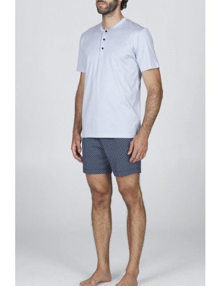 JULIPET PIGIAMA UOMO SERAFINO MANICA CORTA E PANTALONCINO IN COTONE JERSEY - MAPELLO