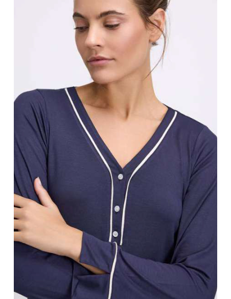 GOLDENBAY PIGIAMA DONNA SERAFINO MANICA LUNGA  E PANTALONE IN JERSEY - OLEANDER