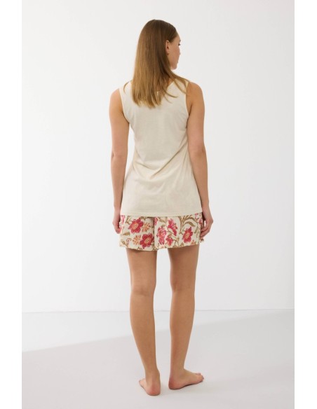 GOLDENBAY PIGIAMA DONNA SERAFINO SPALLA LARGA E SHORTS IN JERSEY - FIORA