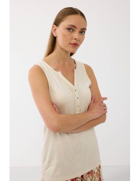 GOLDENBAY PIGIAMA DONNA SERAFINO SPALLA LARGA E SHORTS IN JERSEY - FIORA