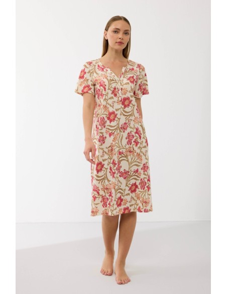 GOLDENBAY CAMICIA DA NOTTE DONNA SERAFINO MANICA CORTA IN JERSEY - FIORA