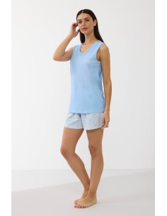 GOLDENBAY PIGIAMA DONNA SERAFINO SPALLA LARGA E SHORTS IN...
