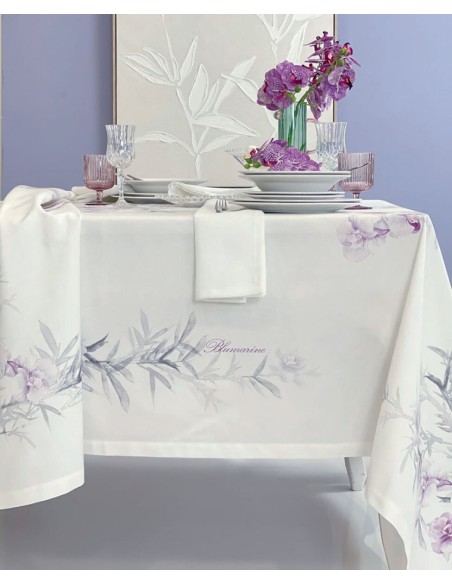 BLUMARINE TOVAGLIA 12 POSTI 170 X 270 CM IN PANAMA ANTIMACCHIA - ORCHIDEA