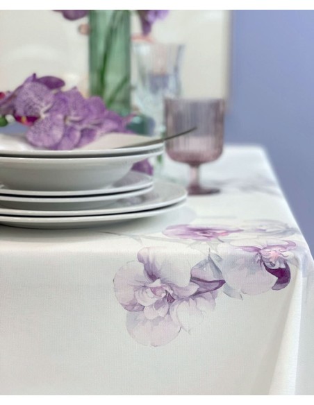 BLUMARINE TOVAGLIA 12 POSTI 170 X 270 CM IN PANAMA ANTIMACCHIA - ORCHIDEA