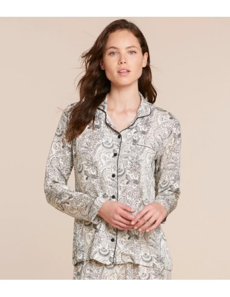 NOIDINOTTE PIGIAMA DONNA APERTO MANICA LUNGA E PANTALONE LUNGO