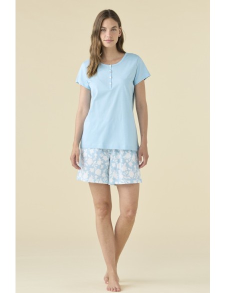NOIDINOTTE PIGIAMA DONNA SERAFINO MANICA CORTA E SHORTS IN COTONE JERSEY
