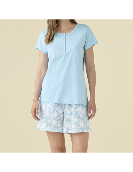 NOIDINOTTE PIGIAMA DONNA SERAFINO MANICA CORTA E SHORTS IN COTONE JERSEY