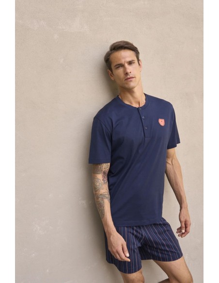 JULIPET PIGIAMA UOMO SERAFINO MANICA CORTA E PANTALONCINO IN COTONE JERSEY - MAIORI