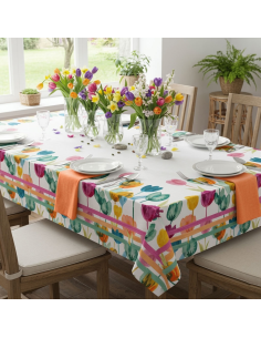 ANNAMARIA TOVAGLIETTA 100 X 100 CM IN 100% COTONE - TULIPANI