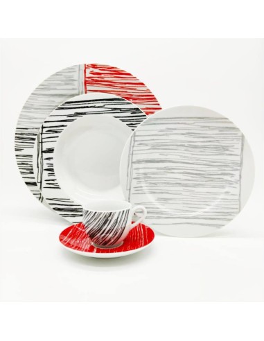 EVVIVA SERVIZIO PIATTI 25 PEZZI IN PORCELLANA -...