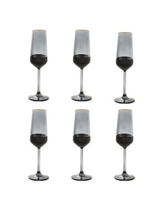 EVVIVA SET 6 CALICI FLUTE 19 CL IN VETRO - BRAHMS FILO ORO