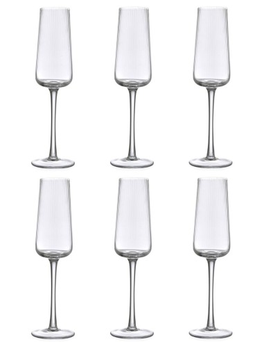 EVVIVA SET 6 CALICI FLUTE 22 CL IN VETRO - REALE