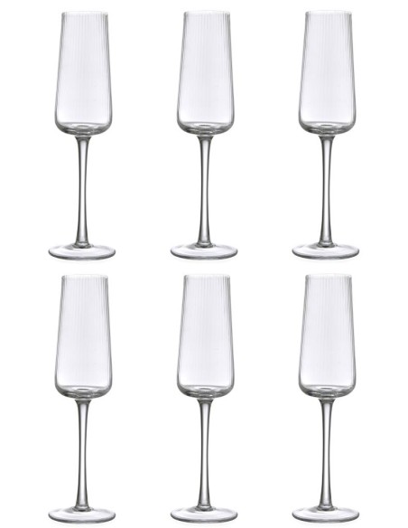 EVVIVA SET 6 CALICI FLUTE 22 CL IN VETRO - REALE