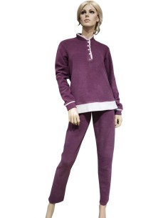 AMADINE PIGIAMA DONNA A LUPETTO MANICHE LUNGHE E...