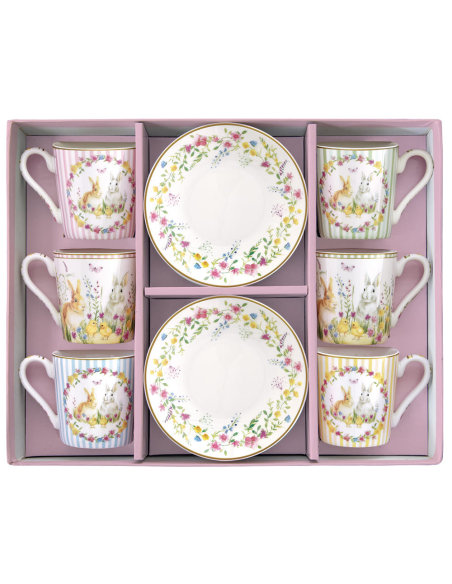 EASY LIFE SET 6 TAZZE CAFFÈ CON PIATTINO 100 ML - HAPPY EASTER