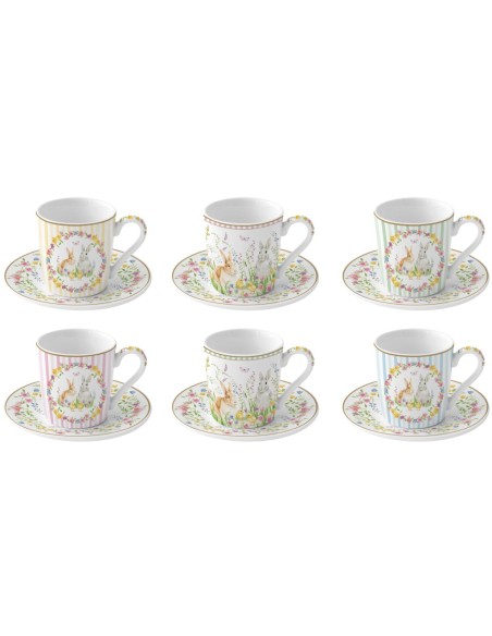 EASY LIFE SET 6 TAZZE CAFFÈ CON PIATTINO 100 ML - HAPPY EASTER