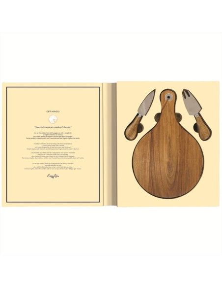 EASY LIFE SET TAGLIERE E 2 COLTELLI FORMAGGIO - GIFT NOVELS