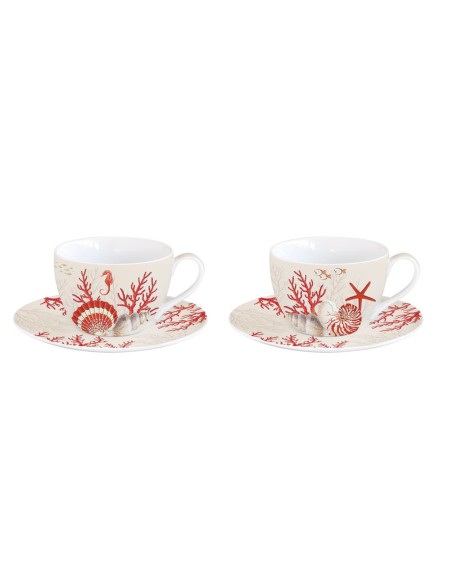 EASY LIFE SET 2 TAZZE CAFFÈ 110 ML C/PIATTINO - CORAL REEF