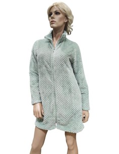 NOIDINOTTE VESTAGLIA DONNA CON ZIP IN CORAL FLEECE