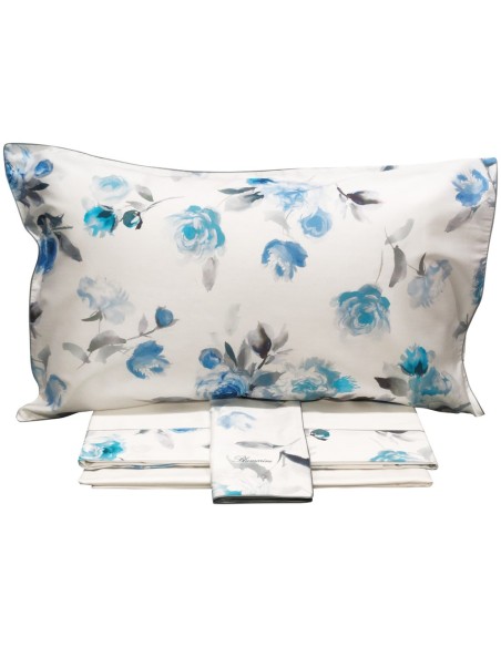 BLUMARINE COMPLETO LENZUOLA MATRIMONIALE IN RASO - BIANCOFIORE