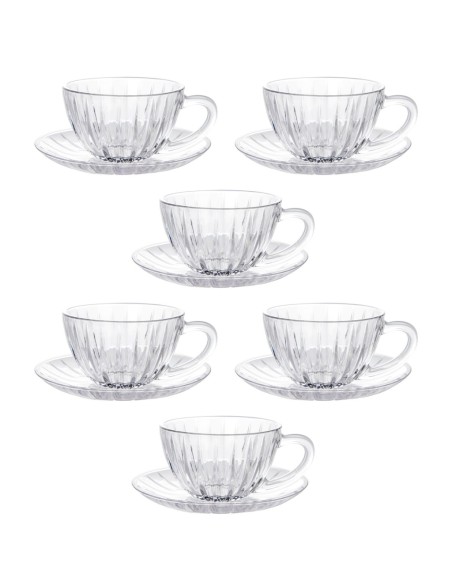 ANDREA FONTEBASSO SET 6 TAZZE THE 210 ML CON PIATTINO - GALASSIA RIB