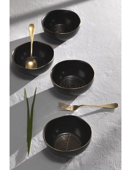 WEISSESTAL SET 6 COPPETTE 15 CM - ONIX BLACK GOLD LEAF