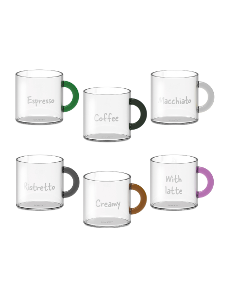 WD LIFESTYLE SET 6 TAZZINE CAFFÈ 100 ML CON SCRITTA DECORATIVA