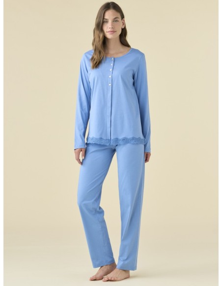 NOIDINOTTE PIGIAMA DONNA A SERAFINO MANICA LUNGA E PANTALONE IN COTONE JERSEY