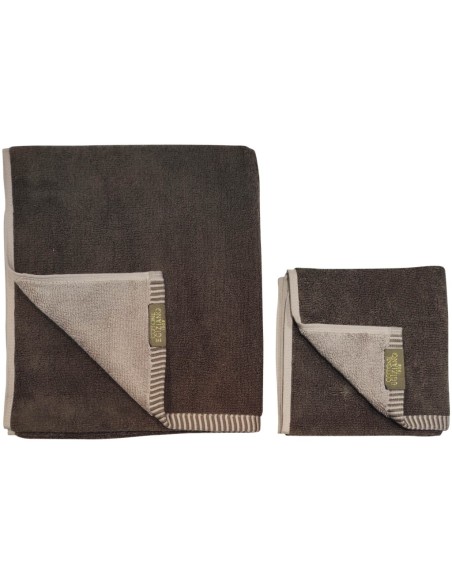 COTONE EGIZIANO SET 2 ASCIUGAMANI VISO E OSPITE DOUBLE FACE IN SPUGNA - REVERSE