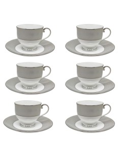 NARUMI SET 6 TAZZE THE CON PIATTINO - PLATINUM MESH DIAMOND