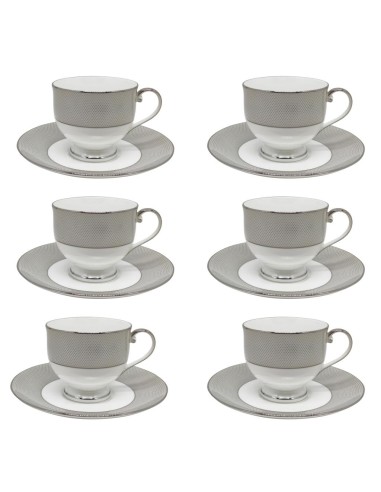 NARUMI SET 6 TAZZE THE CON PIATTINO - PLATINUM...