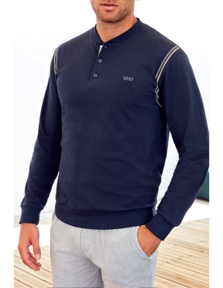 QBO PIGIAMA UOMO SERAFINO MANICA LUNGA E PANTALONE LUNGO 100% COTONE JERSEY
