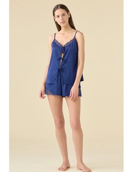 NOIDINOTTE PIGIAMA DONNA A SPALLE STRETTE E PANTALONCINO IN RASO - DOT FLOWER