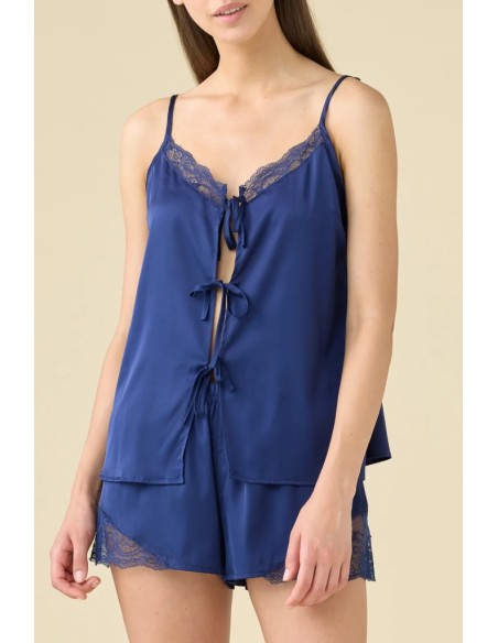 NOIDINOTTE PIGIAMA DONNA A SPALLE STRETTE E PANTALONCINO IN RASO - DOT FLOWER